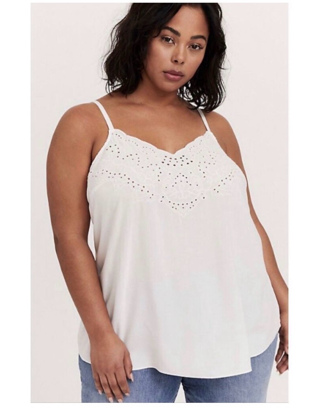 torrid White Eyelet Trim Spaghetti Strap Cami